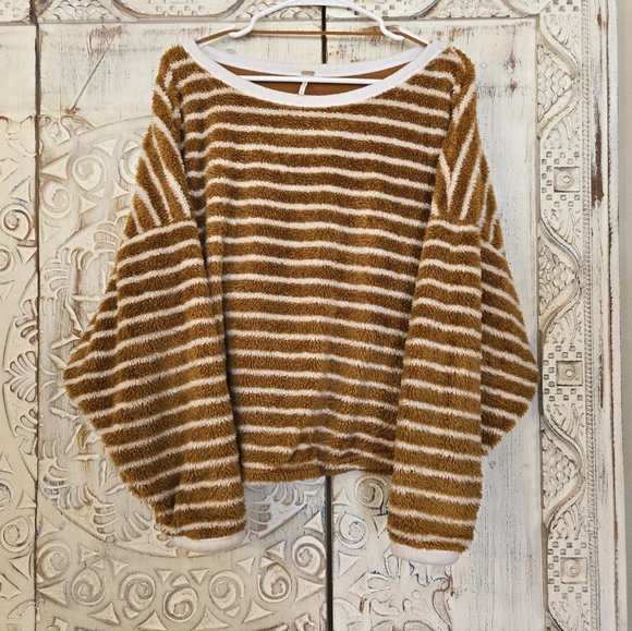 Free People Womwns Sz MED Breton Striped Pullover Sweater Cozy Sodr Orange - Picture 6 of 9